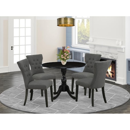 East West Furniture 5 Piece Dublin Dining Set - Wire Brushed Black DMGA5-ABK-50